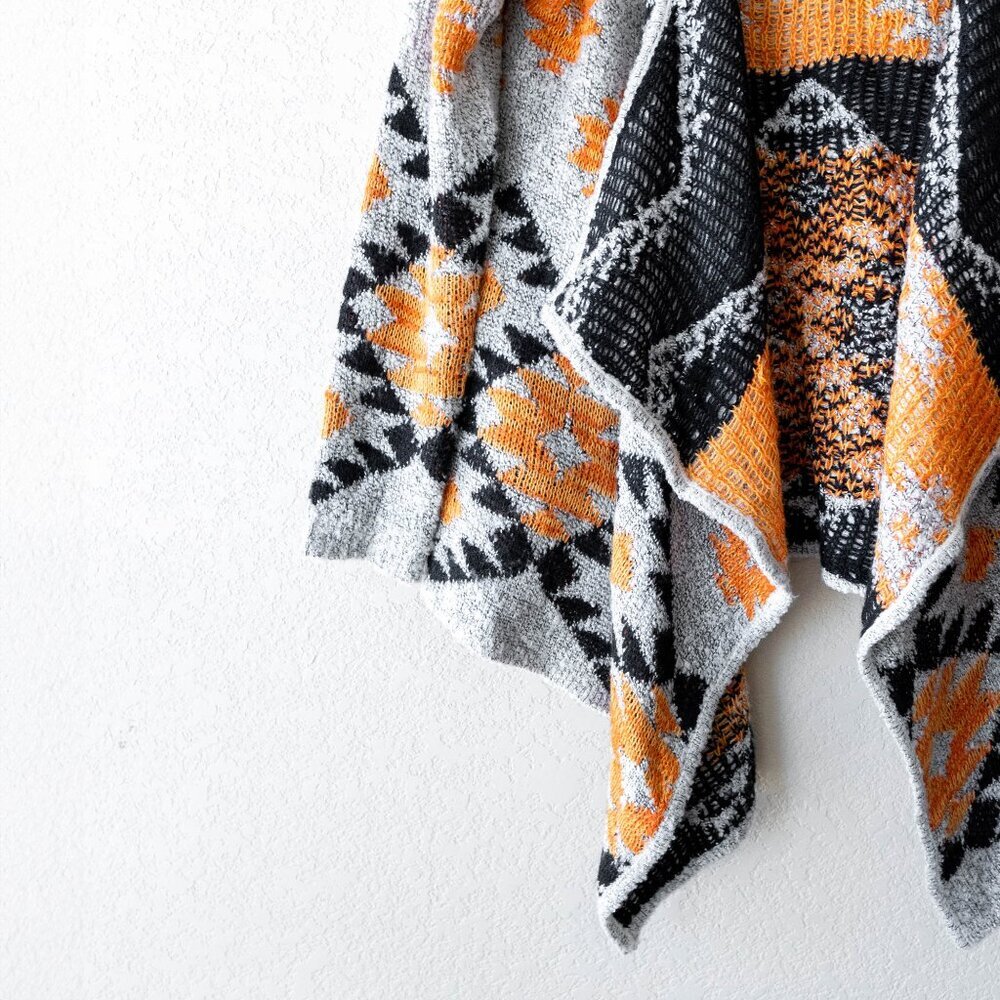 Charming Charlie Tribal Aztec Knit Cardigan Size Small Open Front Drape Sweater - Picture 5 of 8